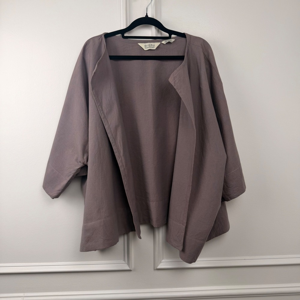Drichu Handmade in Nepal 100% Cotton Open Front Cardigan Jacket Purple Mauve OS